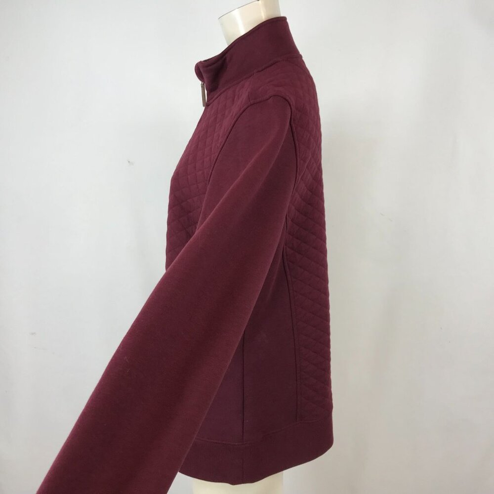 L.L. BEAN - MEN'S MEDIUM - MAROON LONG SLEEVE 1/4 ZIP QUILTED SWEATSHIRT - Picture 4 of 7
